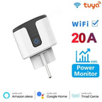 Tuya WiFi Smart Plug EU | Monitor de putere 20A | Alexa și Google Home 