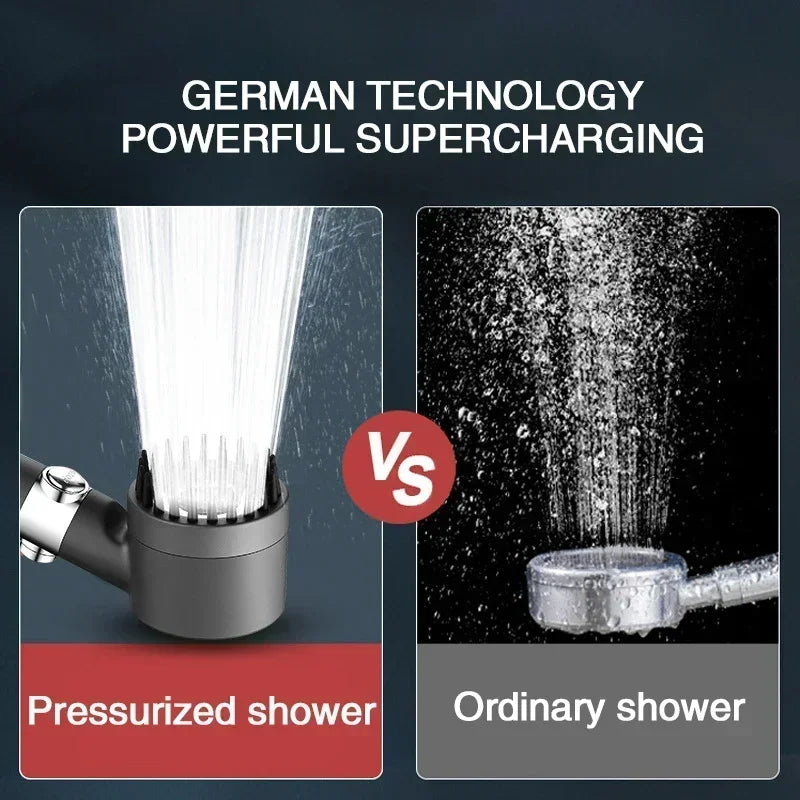 High-Pressure Filter Shower Head - 3-Mode Adjustable Spray with Massage Brush, Water-Saving Rain Faucet Design, Gold-Plated Finish