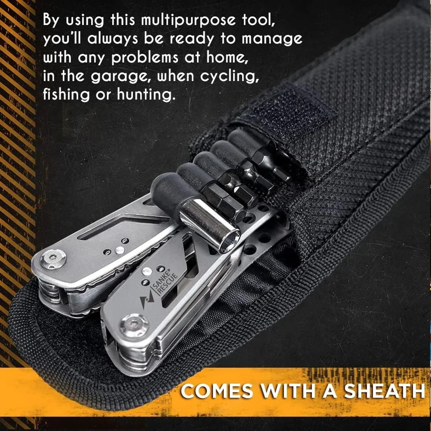 Multitool portabil de buzunar 24 în 1, clește, cuțit și șurubelniță, Oțel Inoxidabil 420, Drumetii, Camping
