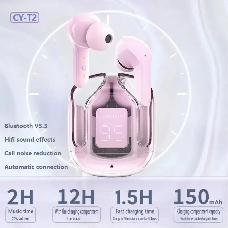 T2 Wireless Bluetooth Earphones | HiFi Sound | LED Power Display