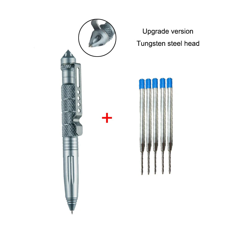 Pix tactic de auto-apărare - Aluminiu cu cap din oțel tungsten, cap pentru spart sticlă și design anti-alunecare, kit de supraviețuire