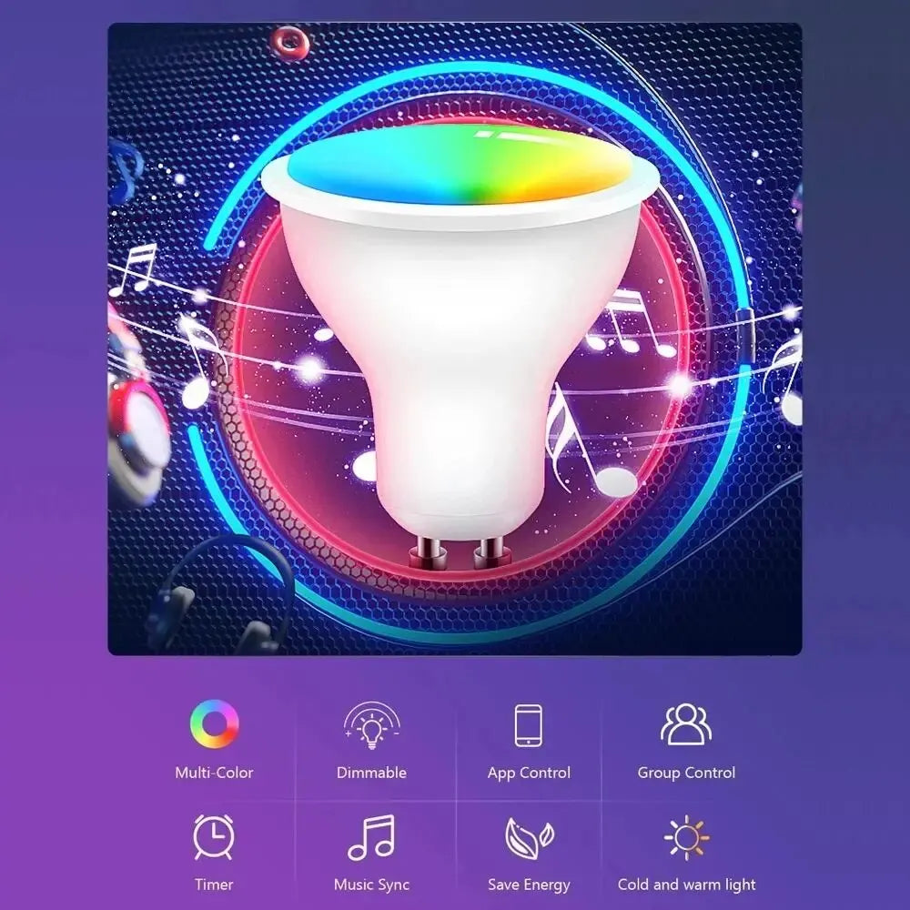 Smart RGB LED Bulb GU10 | 9W | WiFi & Bluetooth | Tuya Smart Life