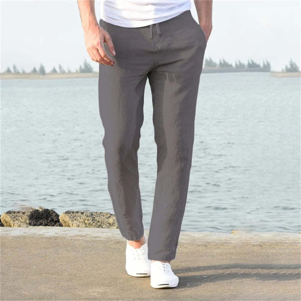 Linen-cotton streetwear pants
