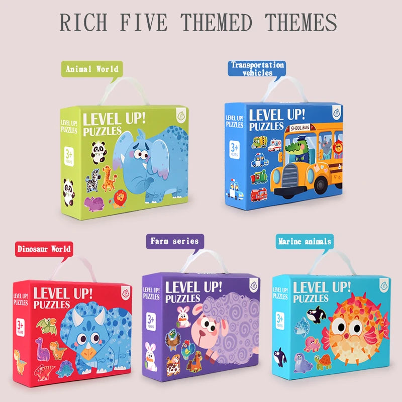 Puzzle pentru copii - Set de jucării educaționale cu animale din desene animate (vârste 3-12) 