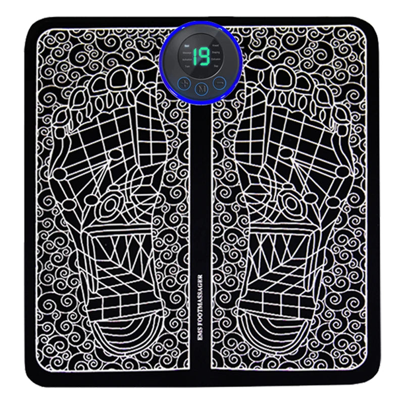Electric Foot Massager Pad - 8 Modes, 19 Intensity Levels, Portable USB Charging Massage Pad for Relaxation, Fitness, and Home Use