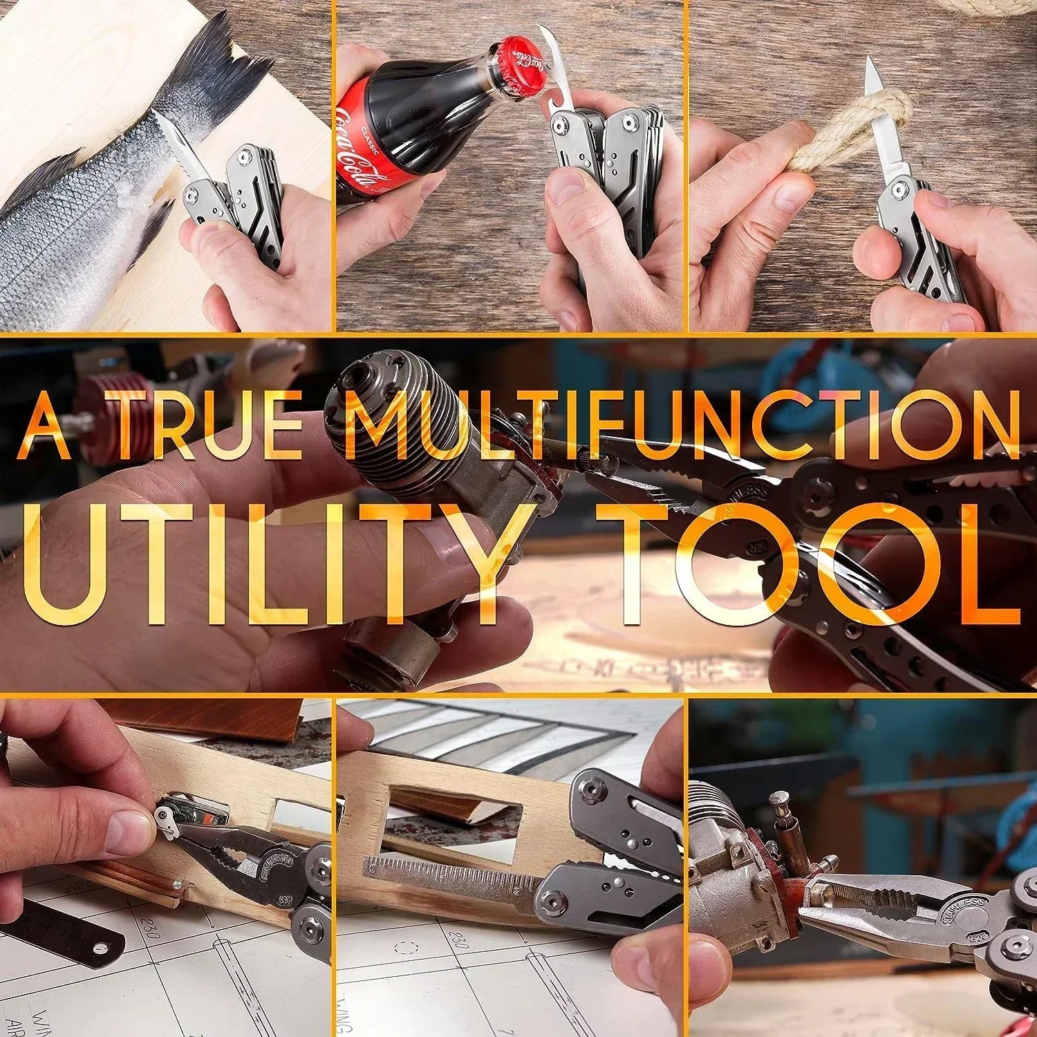 Multitool portabil de buzunar 24 în 1, clește, cuțit și șurubelniță, Oțel Inoxidabil 420, Drumetii, Camping