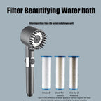 3-Speed Adjustable Shower Head with Filter - Portable Bathroom Showerhead with Massage Function, ABS Plastic, Includes Hose & Bracket