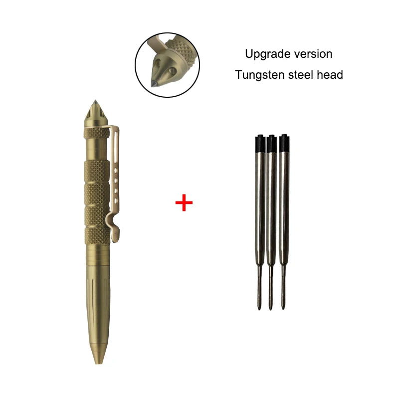 Pix tactic de auto-apărare - Aluminiu cu cap din oțel tungsten, cap pentru spart sticlă și design anti-alunecare, kit de supraviețuire