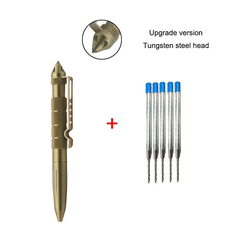 Pix tactic de auto-apărare - Aluminiu cu cap din oțel tungsten, cap pentru spart sticlă și design anti-alunecare, kit de supraviețuire