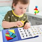 Wooden Jigsaw Magnetic Tangram Puzzle Book - Educational Montessori Toy for Kids (Ages 3+)
