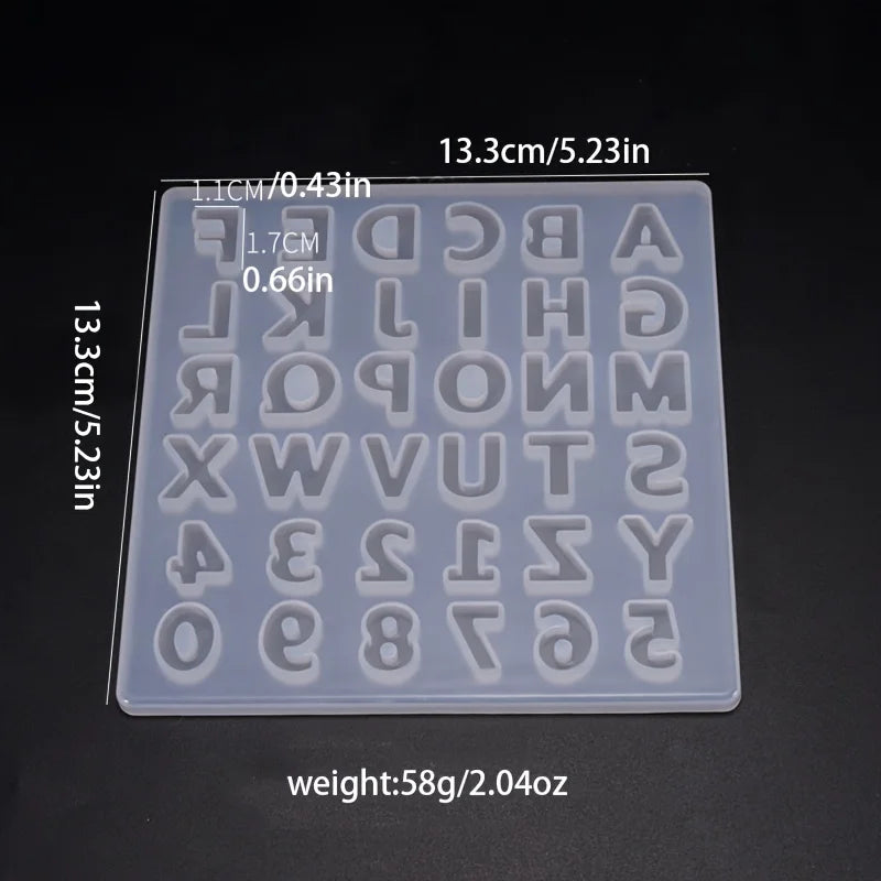 Matriță Silicon Alfabet 26 Litere – Formă Epoxidică pentru Bijuterii DIY și Brelocuri