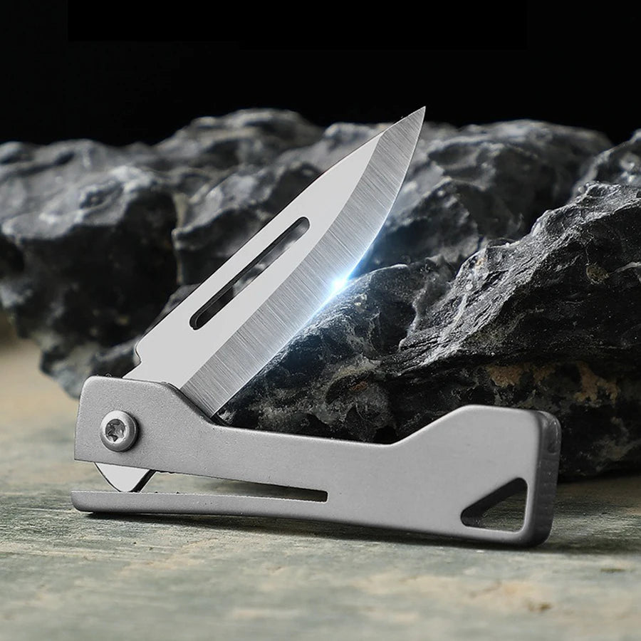 EDC Titanium Folding Knife - Mini Keychain Pocket Knife for Camping, Unboxing & Daily Carry, Ultra-Lightweight Titanium Alloy Blade (3.5")