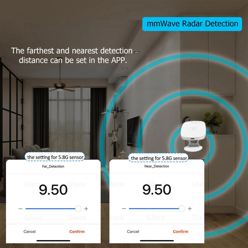 Smart Life ZigBee/WiFi MmWave Presence Sensor with Luminance & Distance Detection