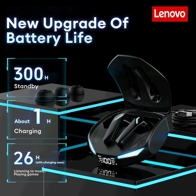 Lenovo GM2 PRO MAX Wireless Bluetooth 5.4 Earbuds with LED Display - Low Latency Gaming Headset