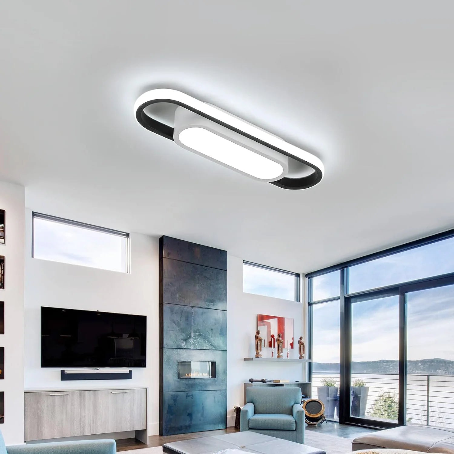 LED Ceiling Light Rectangular 24W, White Light, Acrylic and Aluminum Ceiling Lamp