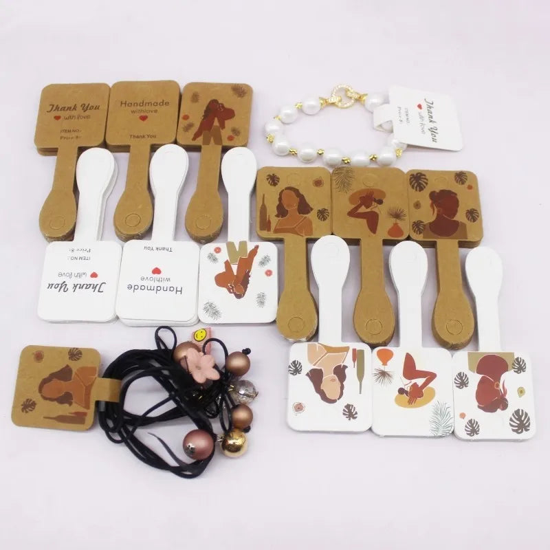 Set de 50 de cartonașe pentru bijuterii – Etichete din hârtie pentru coliere/accesorii de păr