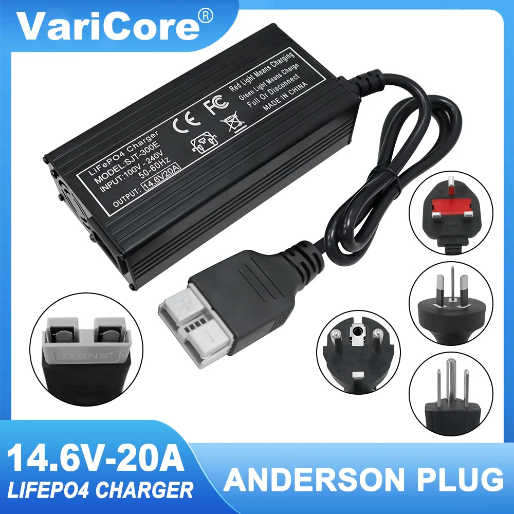 Încărcător de baterii Smart LiFePO4 VariCore 14,6V 20A - Încărcător de mare putere 110-220V 4S 12V pentru baterii litiu fier fosfat