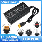 Încărcător de baterii Smart LiFePO4 VariCore 14,6V 20A - Încărcător de mare putere 110-220V 4S 12V pentru baterii litiu fier fosfat
