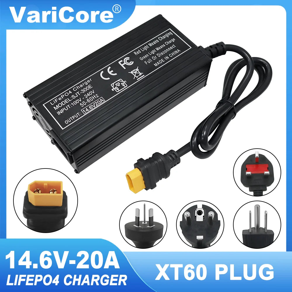 Încărcător de baterii Smart LiFePO4 VariCore 14,6V 20A - Încărcător de mare putere 110-220V 4S 12V pentru baterii litiu fier fosfat