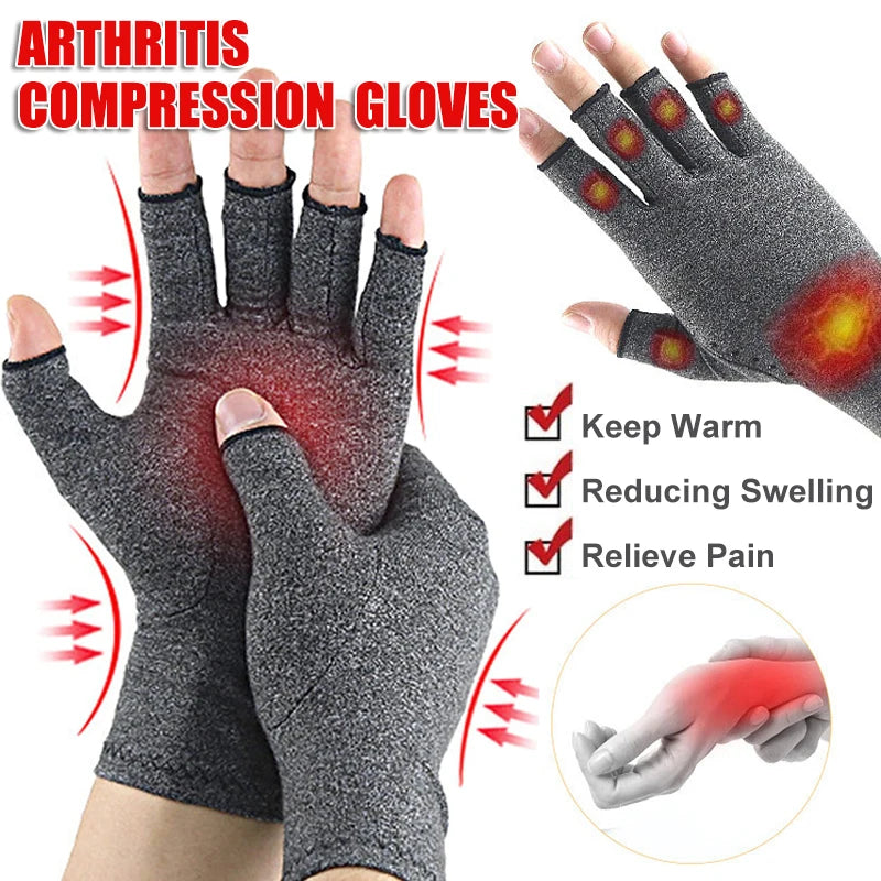 Fingerless Compression Gloves - Relieve Hand Discomfort, Unisex Cotton & Spandex Gloves for Support and Comfort