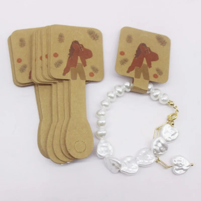 Set de 50 de cartonașe pentru bijuterii – Etichete din hârtie pentru coliere/accesorii de păr