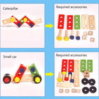 Montessori Kids Toolbox Pretend Play Set - Educational Wooden & Plastic Carpenter Tool Toy for Children, DIY Assembly Simulation Game