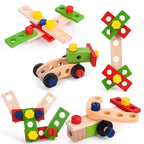 Montessori Kids Toolbox Pretend Play Set - Educational Wooden & Plastic Carpenter Tool Toy for Children, DIY Assembly Simulation Game