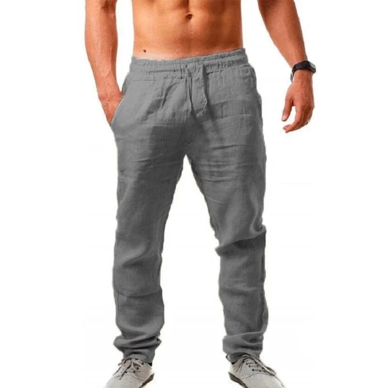 Linen-cotton casual pants