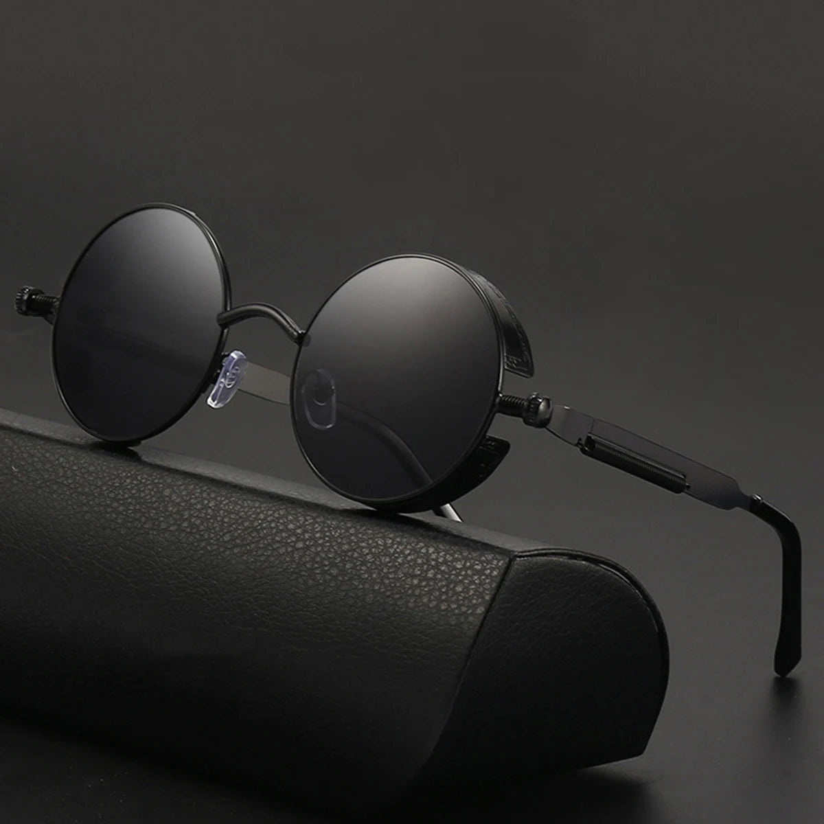 Ochelari de soare retro punk unisex – ochelari oglindă rotunzi reflectorizanți cu ramă metalică