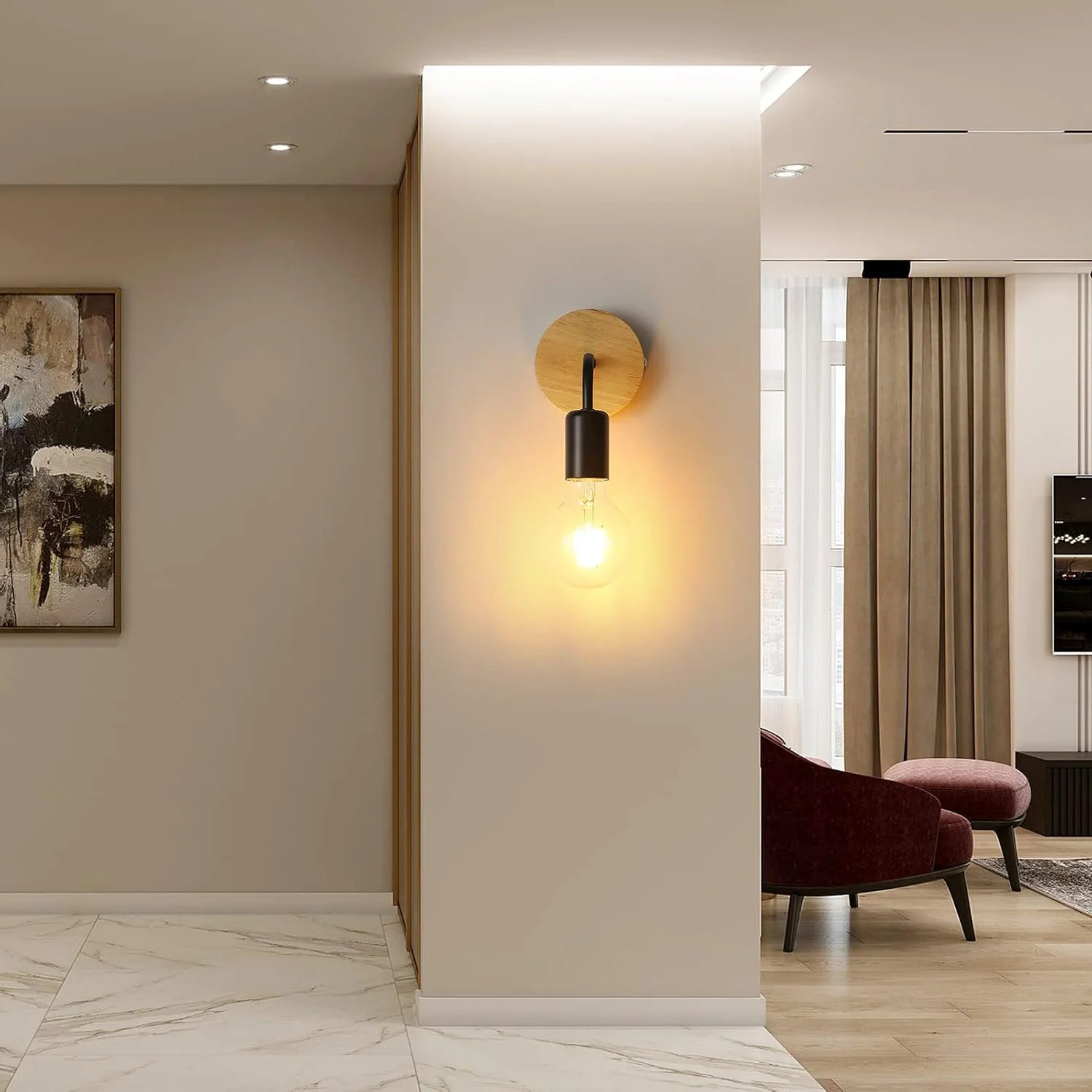 4 Pieces Vintage Wall Sconces, 360° Adjustable E27 Wall Lamp, Black, No Bulb, Retro