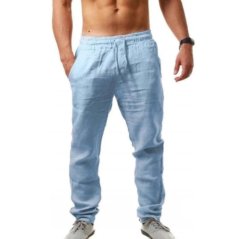 Linen-cotton casual pants