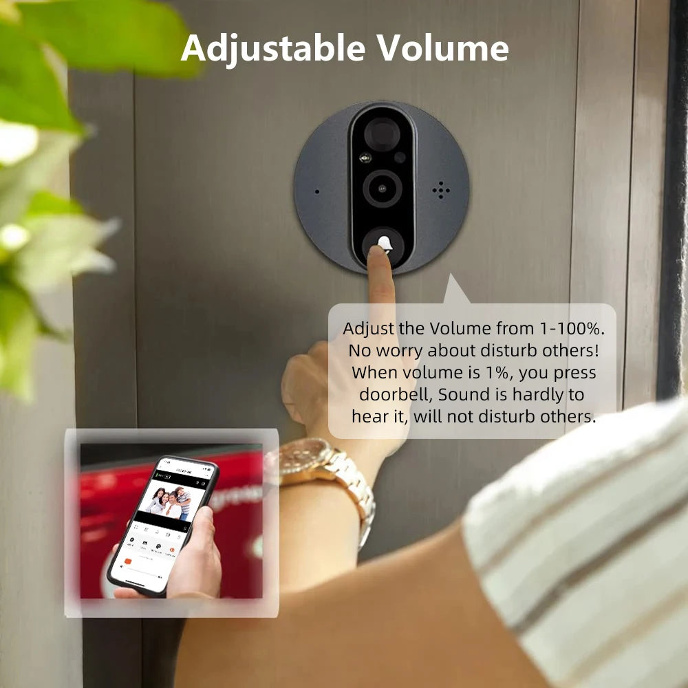 3MP Smart WiFi Door Viewer Camera – 1080P, PIR, IR, Alexa & Google