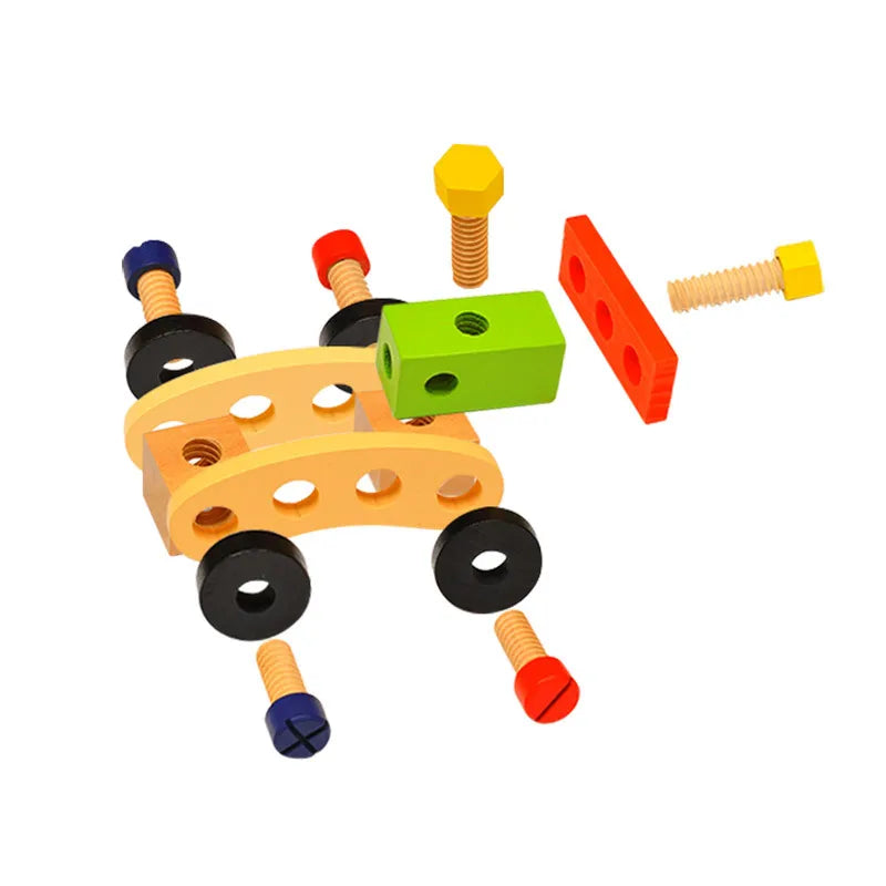 Set de joacă Montessori Kids Toolbox - Jucărie educațională de instrumente de dulgher din lemn și plastic pentru copii, joc de simulare de asamblare DIY