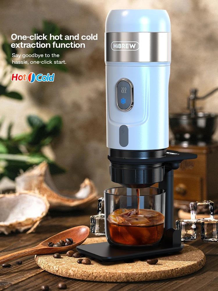 HiBREW Portable Coffee Machine for Car & Home - DC12V Espresso Maker Compatible with Nexpresso & Dolce Pod Capsules, Model H4A W