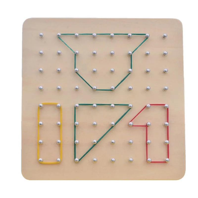 Tabloul cu Piuneze și Puzzle Geometric din Lemn - Jucărie Montessori pentru Copii