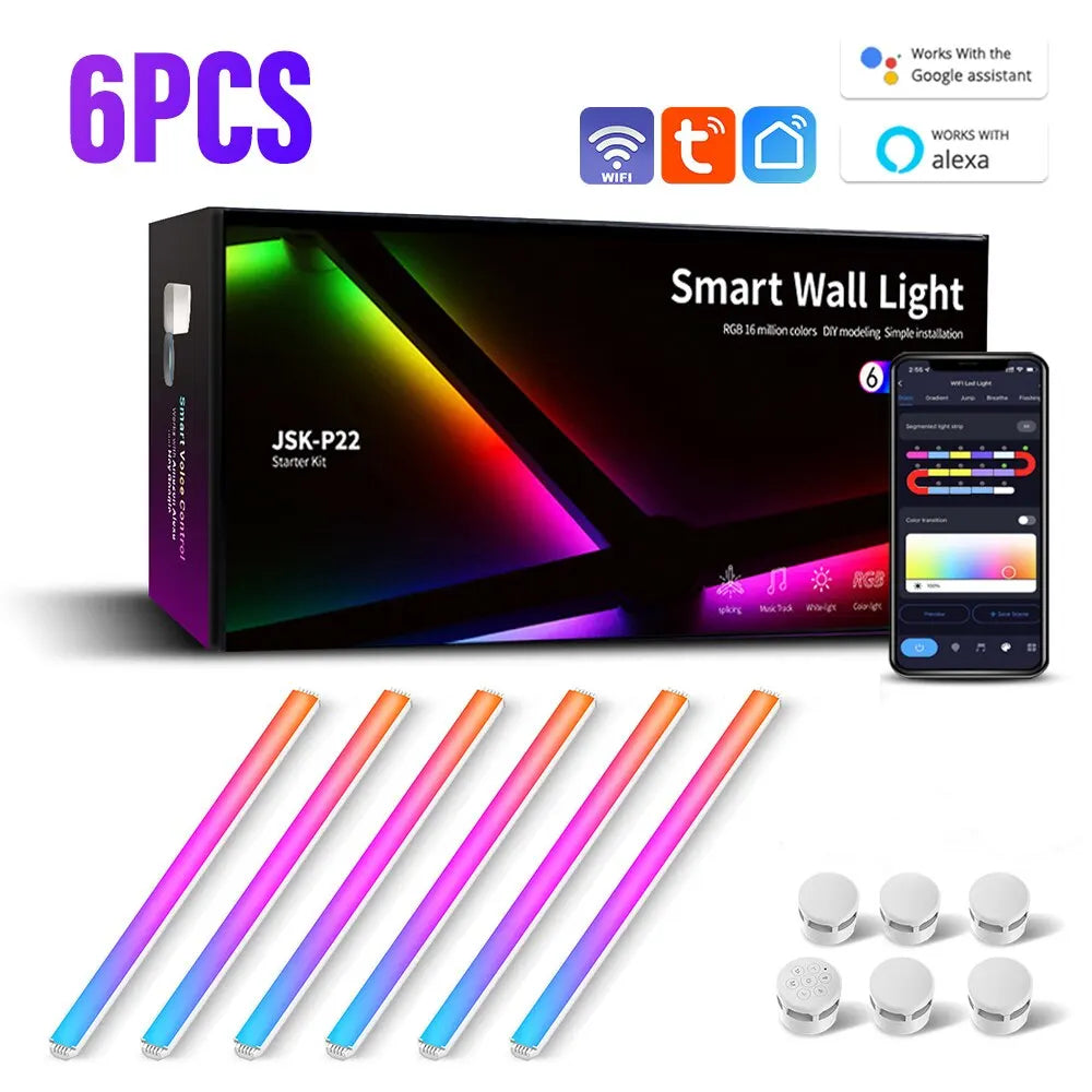 WiFi LED Smart Wall Lamp - RGBIC Light Bar Music Sync, and App Control