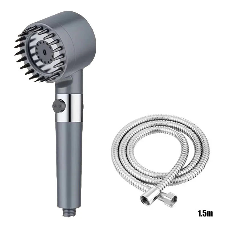 3-Speed Adjustable Shower Head with Filter - Portable Bathroom Showerhead with Massage Function, ABS Plastic, Includes Hose & Bracket