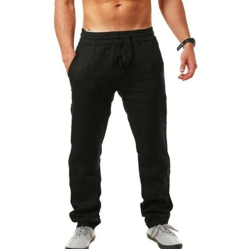 Linen-cotton casual pants