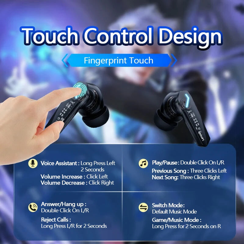 Wireless In-Ear Headphones with Active Noise Cancellation, Bluetooth 5.3, Waterproof, ENC Call Noise Reduction, Dual Mode for Music/Gaming