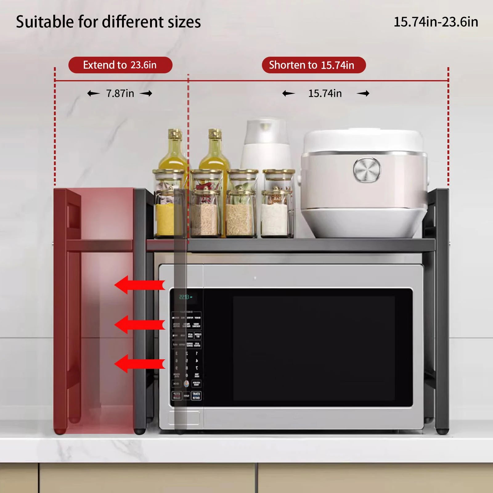 Organizator extensibil pentru rafturi pentru cuptor cu microunde (42-64 cm)