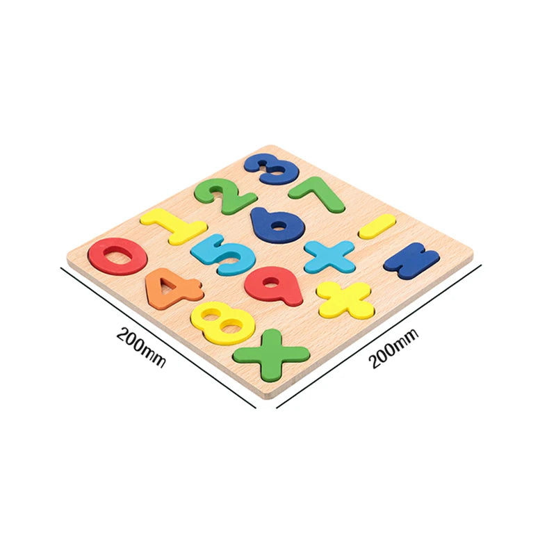 Puzzle Montessori din Lemn - Număr Aritmetic Alfabetic & Forme Geometrice | Jucărie Educativă pentru Copii Preșcolari