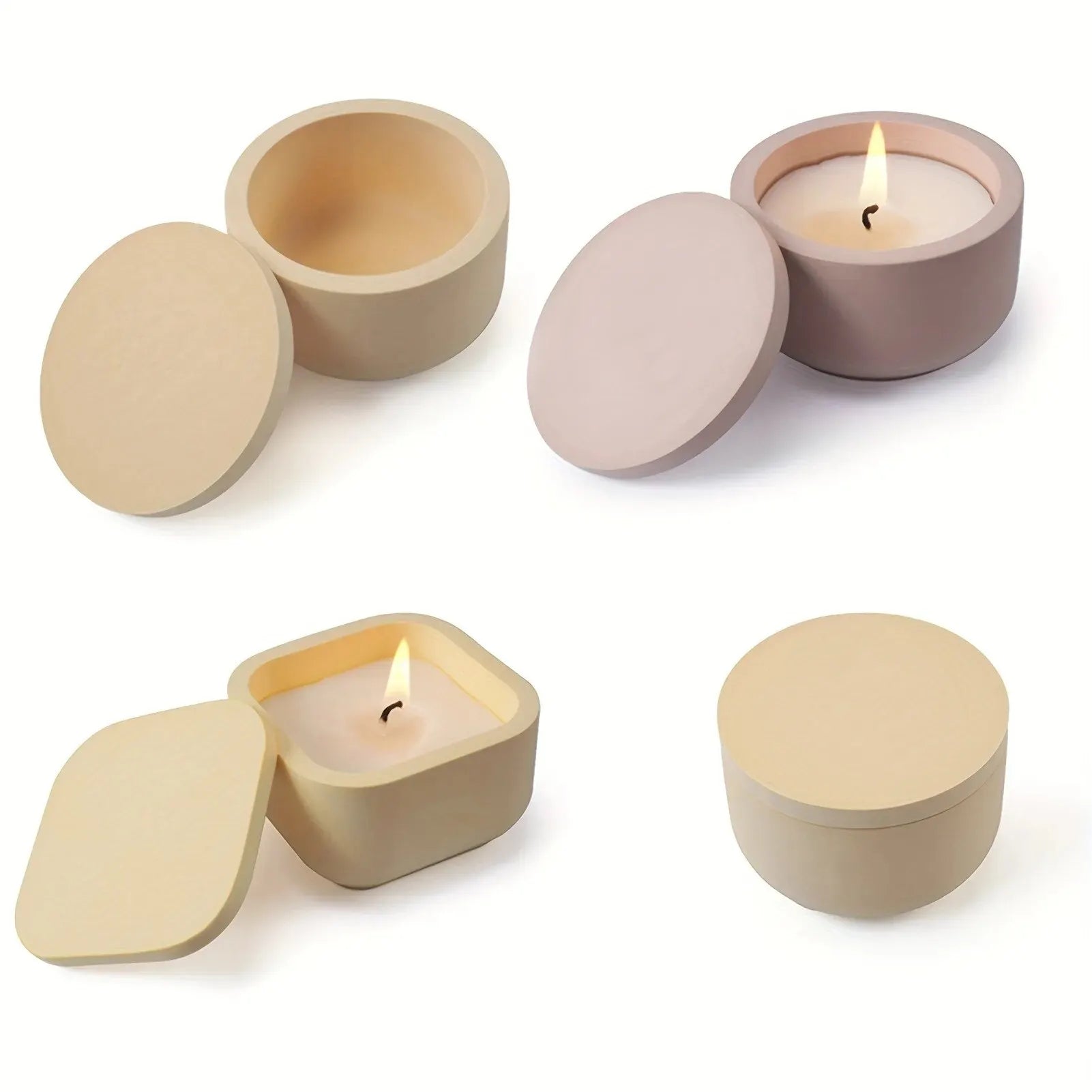 Candle Jar Silicone Mold with Lid - DIY Aroma Wax Jar Mold for Resin, Concrete, and Gypsum Crafts