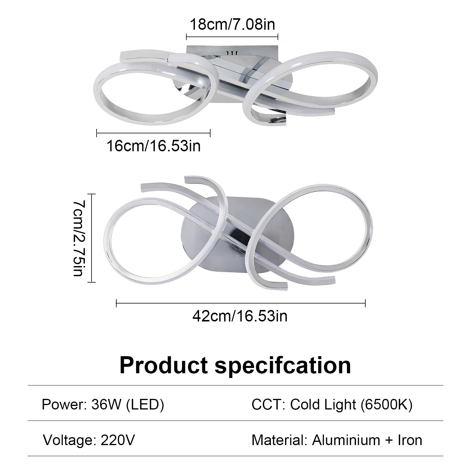 Plafonieră LED de 36W cu design geometric