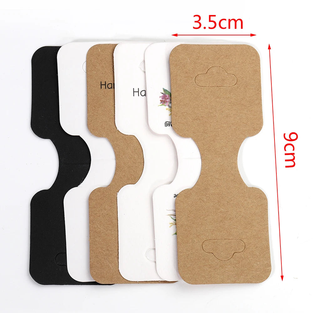 Set de 50 Cartonașe pliabile din hârtie kraft, 9x3,5 cm, pentru afișarea bijuteriilor, etichete de preț