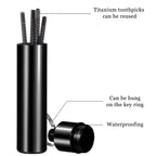 Portable Titanium Toothpick Set - Reusable Metal Stainless Steel Toothpicks with Holder for Camping, Travel & Daily Use
