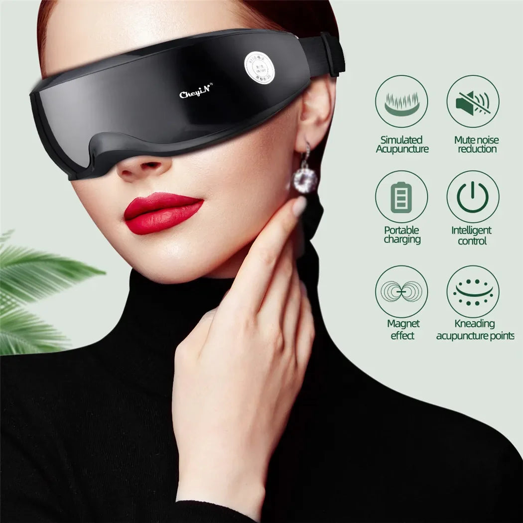 Aparat de Masaj Inteligent pentru Ochi  cu Terapie Magnetică & Vibrații - Dispozitiv Inteligent cu 9 Moduri pentru Relaxare, Reducerea Cearcănelor & Oboselii Oculare