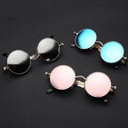 Ochelari de soare retro punk unisex – ochelari oglindă rotunzi reflectorizanți cu ramă metalică