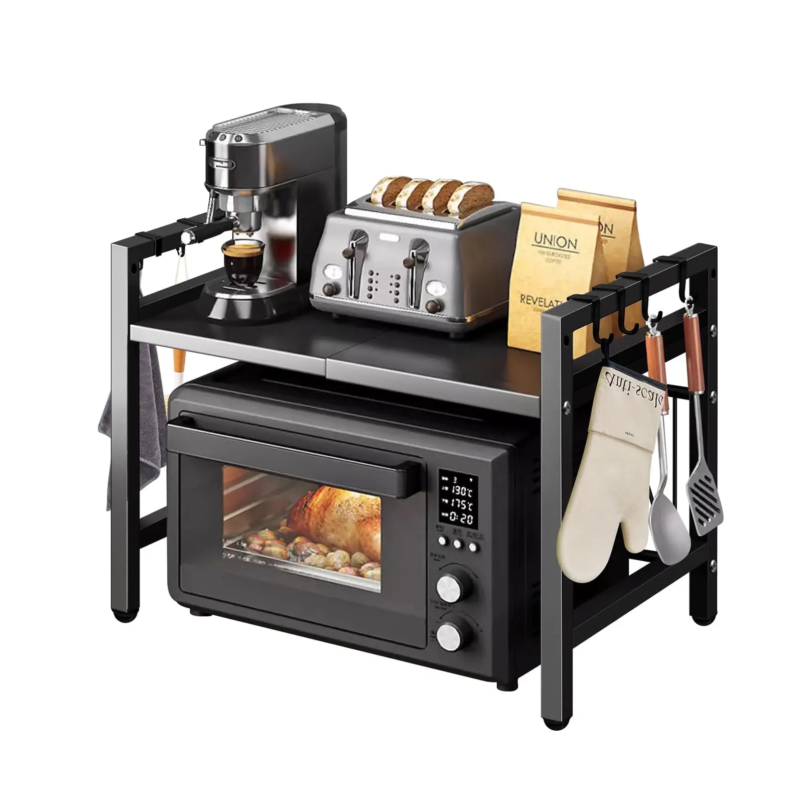 Organizator extensibil pentru rafturi pentru cuptor cu microunde (42-64 cm)