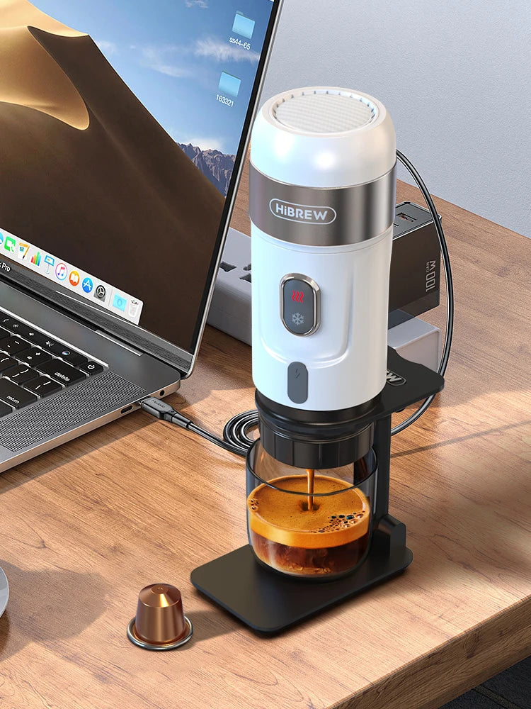 HiBREW Portable Coffee Machine for Car & Home - DC12V Espresso Maker Compatible with Nexpresso & Dolce Pod Capsules, Model H4A W