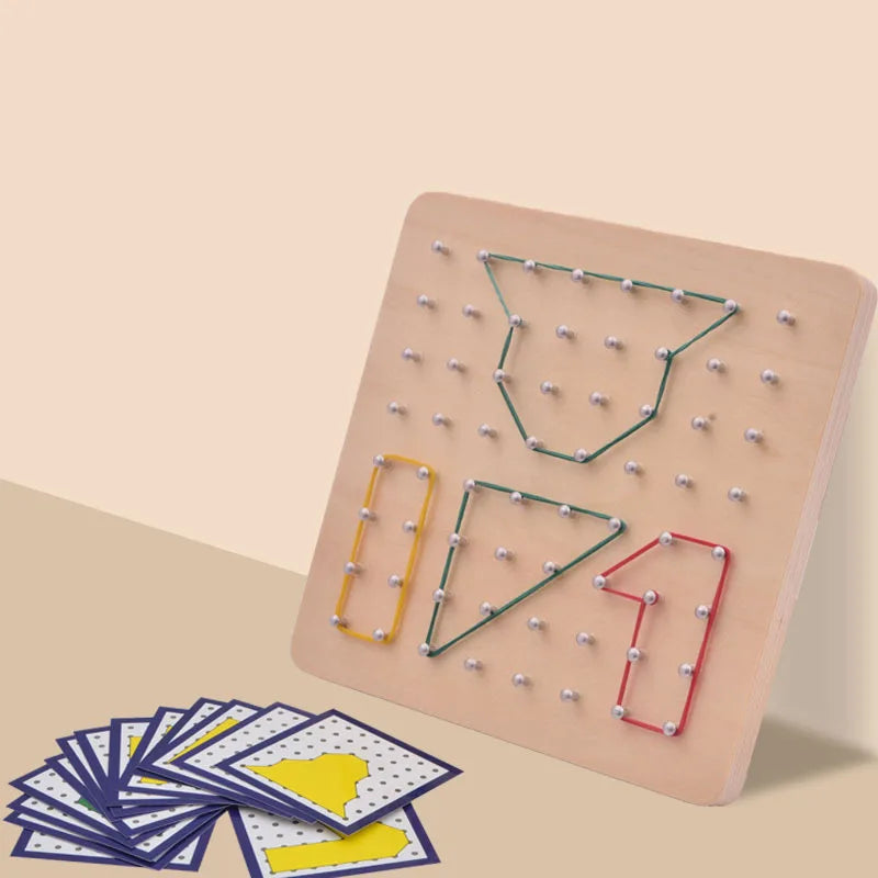 Tabloul cu Piuneze și Puzzle Geometric din Lemn - Jucărie Montessori pentru Copii